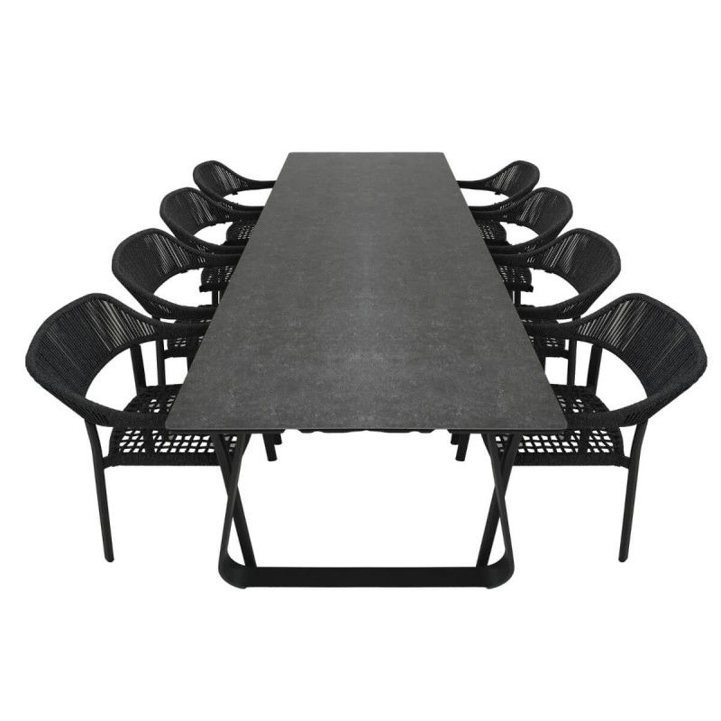 Set Tavolo e Sedie da Giardino in Alluminio e Corda, 8 persone - Nottingham