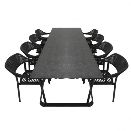 Set Tavolo e Sedie da Giardino in Alluminio e Corda, 8 persone - Nottingham