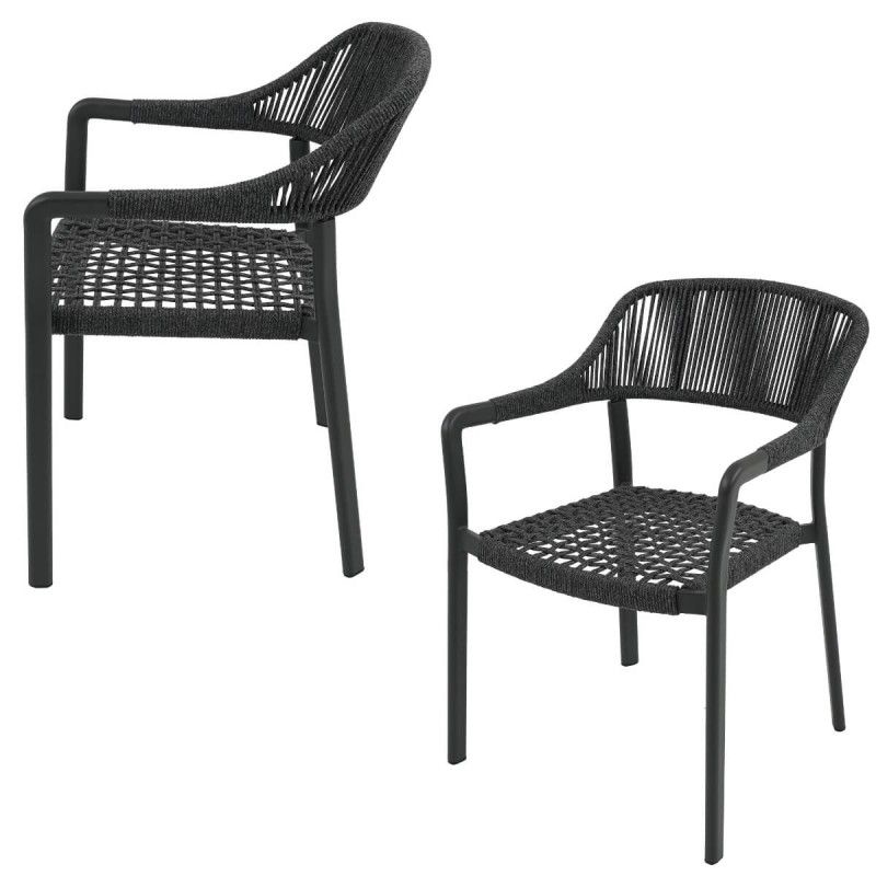 Set Tavolo e Sedie da Giardino in Alluminio e Corda, 8 persone - Nottingham