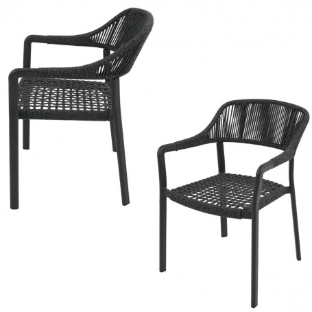 Set Tavolo e Sedie da Giardino in Alluminio e Corda, 8 persone - Nottingham