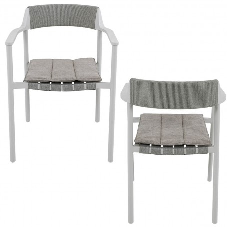 Set Tavolo Allungabile con Sedie da Giardino, in Alluminio e Corda, 8/10 persone - Stamford