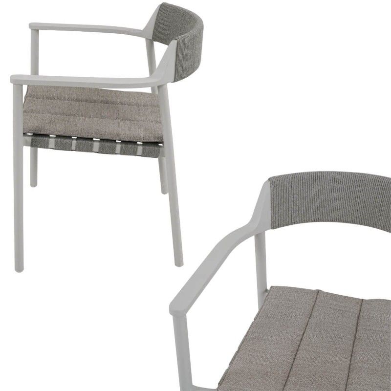 Set Tavolo Allungabile con Sedie da Giardino, in Alluminio e Corda, 8/10 persone - Stamford