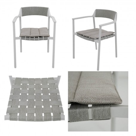 Set Tavolo Allungabile con Sedie da Giardino, in Alluminio e Corda, 8/10 persone - Stamford