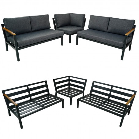 Set Divano Angolare da Giardino in Alluminio, 5/6 Persone - York