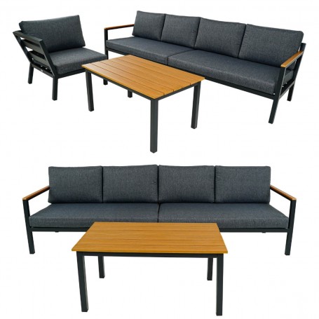 Set Divano Angolare da Giardino in Alluminio, 5/6 Persone - York