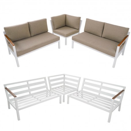 Set Divano Angolare da Giardino in Alluminio, 5/6 Persone - York