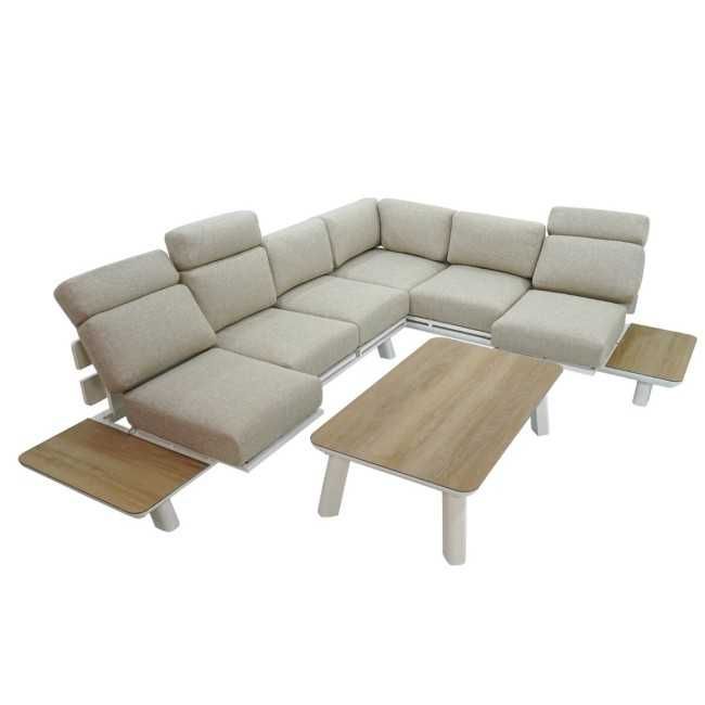 Set Divano Angolare Estendibile da Giardino in Alluminio, 6/7 Persone - Cambridge