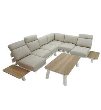 Set Divano Angolare Estendibile da Giardino in Alluminio, 6/7 Persone - Cambridge