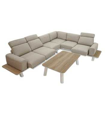 Set Divano Angolare Estendibile da Giardino in Alluminio, 6/7 Persone - Cambridge