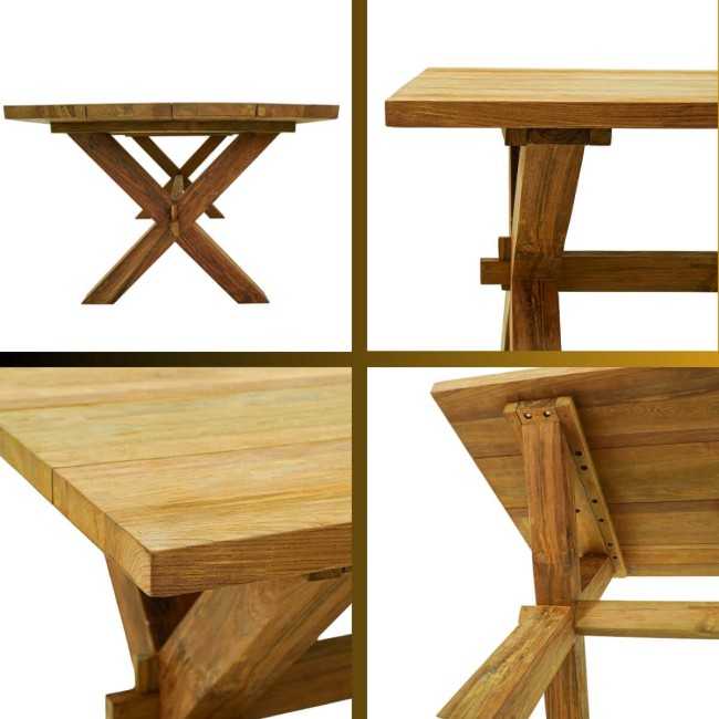 Set Tavolo e Sedie da Esterno in Teak e Rattan, 6 Persone - Leicester