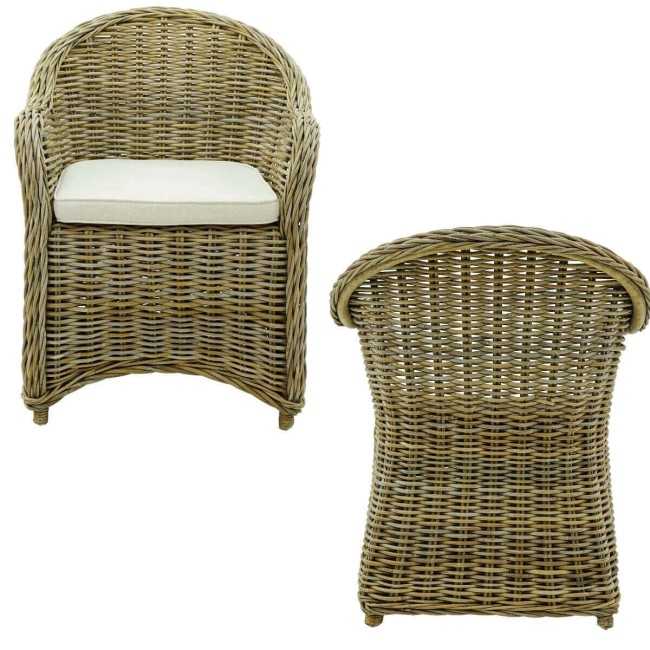 Set Tavolo e Sedie da Esterno in Teak e Rattan, 6 Persone - Leicester