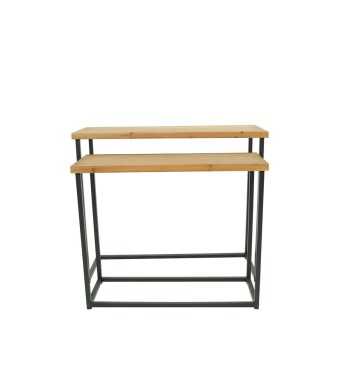 Set 2 Tavoli Console 80 - 90 cm con Piano in Legno - Stilè