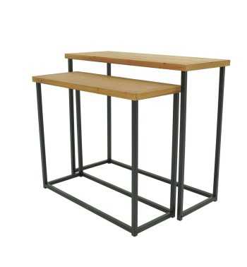 Set 2 Tavoli Console 80 - 90 cm con Piano in Legno - Stilè