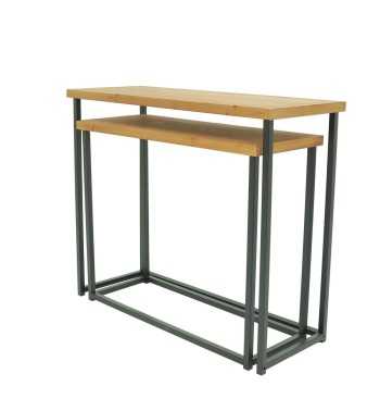 Set 2 Tavoli Console 80 - 90 cm con Piano in Legno - Stilè