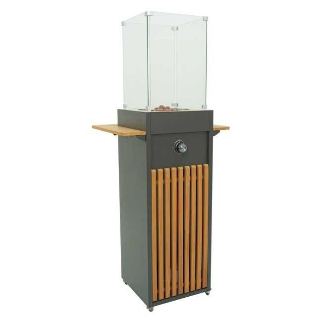 Stufa Caminetto a Gas da Esterno in Alluminio e Teak - Tallinn