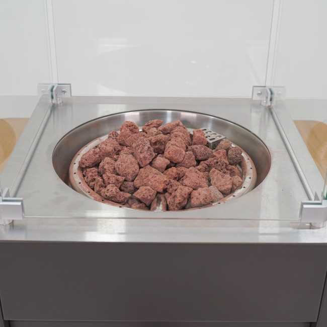 Stufa Caminetto a Gas da Esterno in Alluminio e Teak - Tallinn