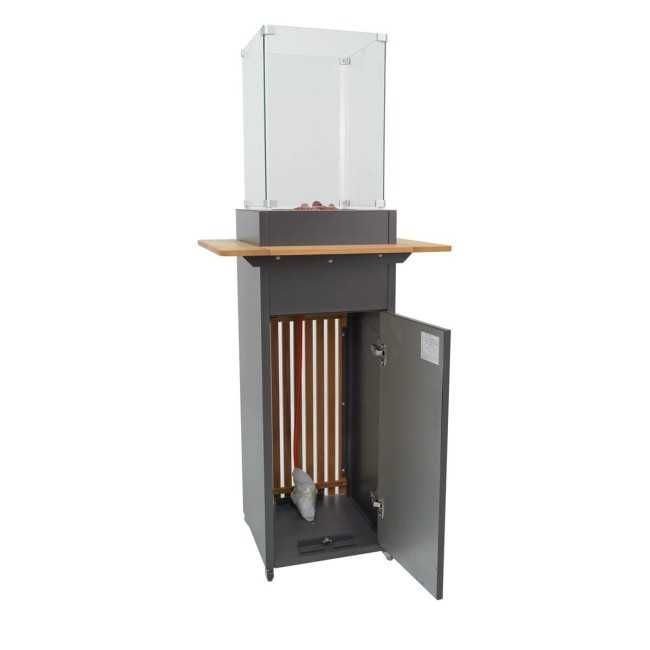 Stufa Caminetto a Gas da Esterno in Alluminio e Teak - Tallinn