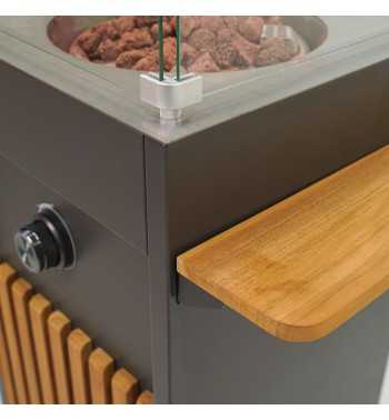 Stufa Caminetto a Gas da Esterno in Alluminio e Teak - Tallinn