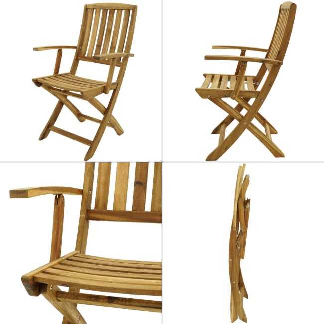 Set Tavolo Allungabile e Sedie Pieghevoli in Legno di Acacia, 6 Persone - Greenwich