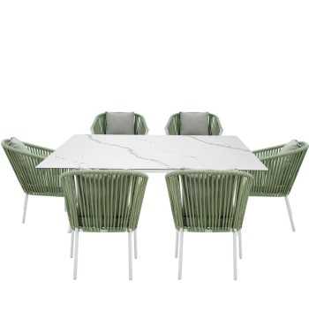 Set Tavolo e Sedie da Giardino in Alluminio, 6 Persone - New Castle