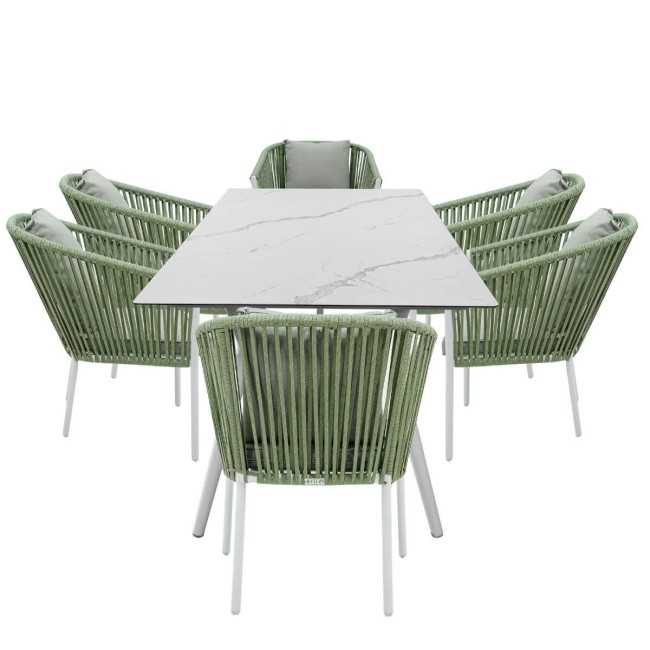 Set Tavolo e Sedie da Giardino in Alluminio, 6 Persone - New Castle