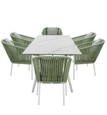 Set Tavolo e Sedie da Giardino in Alluminio, 6 Persone - New Castle