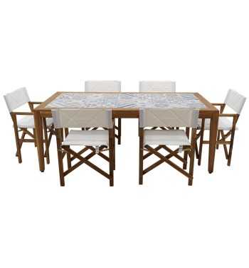 Set Tavolo in Legno di Acacia e Sedie Pieghevoli, 6 Persone - Vietri