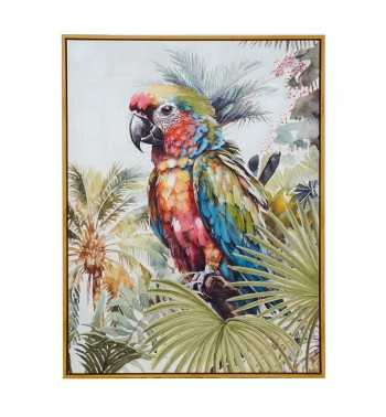 Quadro su Tela con Pappagallo Tropicale 60x80 cm