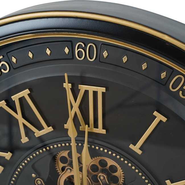 Orologio da Parete Nero e Oro con Ingranaggi D.80 cm