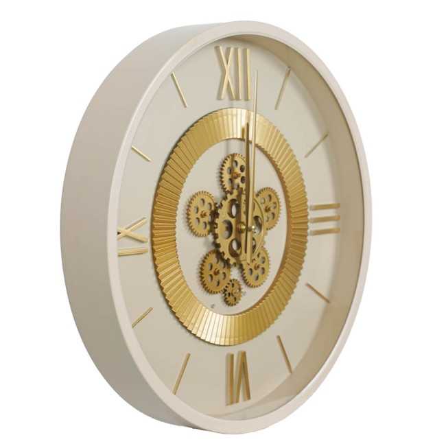 Orologio da Parete Beige e Oro con Ingranaggi D.50 cm