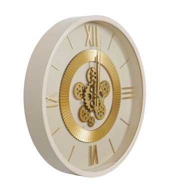 Orologio da Parete Beige e Oro con Ingranaggi D.50 cm