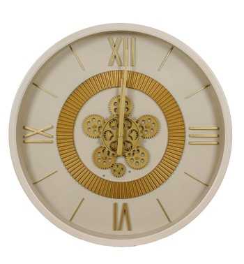 Orologio da Parete Beige e Oro con Ingranaggi D.50 cm