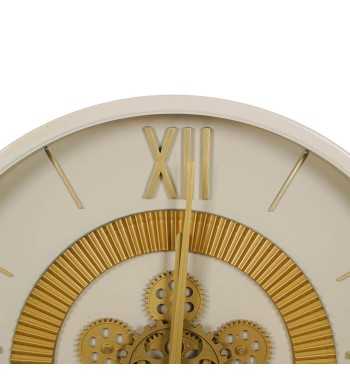 Orologio da Parete Beige e Oro con Ingranaggi D.50 cm