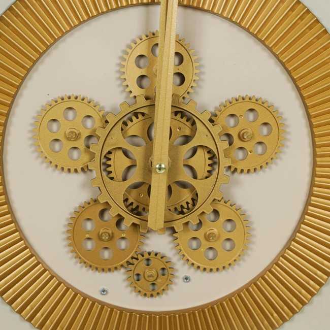 Orologio da Parete Beige e Oro con Ingranaggi D.50 cm