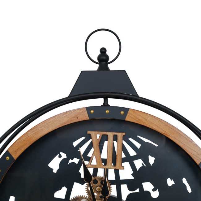 Orologio da Parete Mappamondo Nero e Bronzo D.66 cm