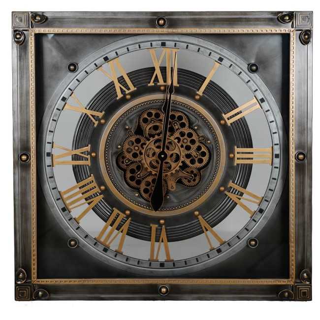 Orologio da Parete Nero Anticato e Oro 80x9,5x80 cm