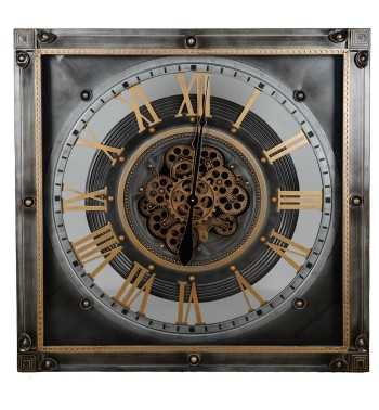 Orologio da Parete Nero Anticato e Oro 80x9,5x80 cm