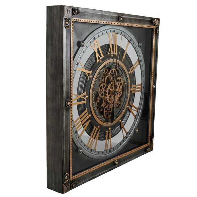 Orologio da Parete Nero Anticato e Oro 80x9,5x80 cm