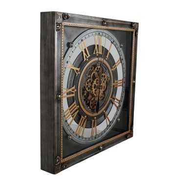 Orologio da Parete Nero Anticato e Oro 80x9,5x80 cm