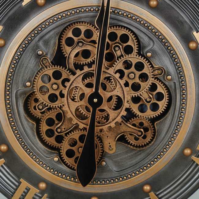 Orologio da Parete Nero Anticato e Oro 80x9,5x80 cm