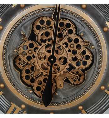 Orologio da Parete Nero Anticato e Oro 80x9,5x80 cm