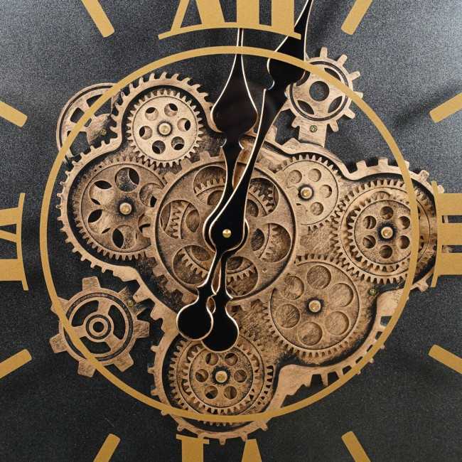 Orologio da Parete Nero e Oro 65x8x82 cm