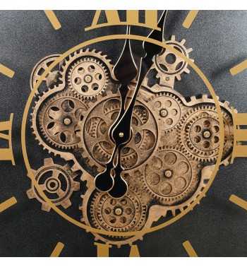 Orologio da Parete Nero e Oro 65x8x82 cm