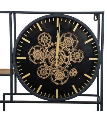 Orologio da Parete con Mensole Nero e Oro 70x70x13 cm