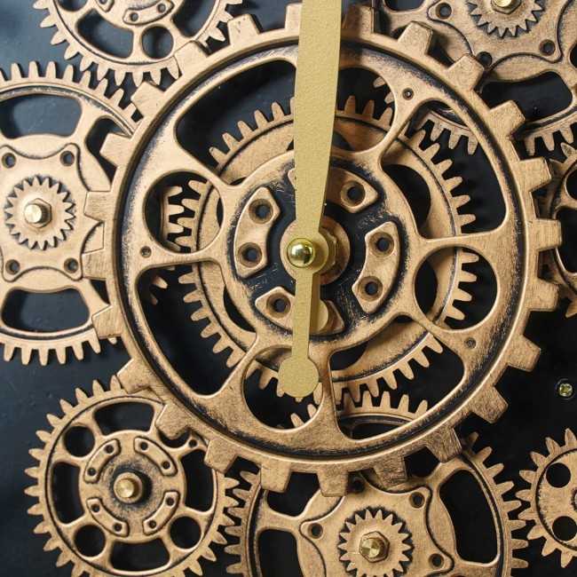 Orologio da Parete con Mensole Nero e Oro 70x70x13 cm