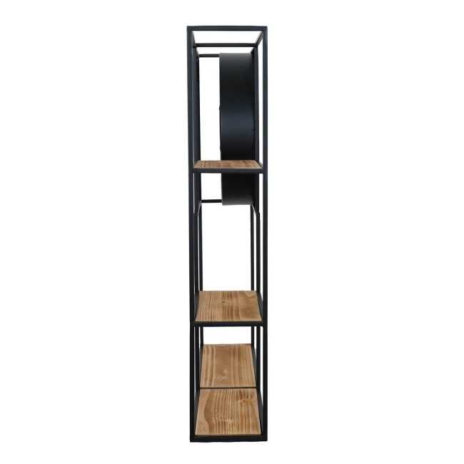 Orologio da Parete con Mensole Nero e Oro 70x70x13 cm