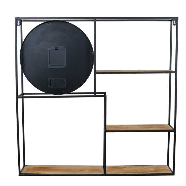 Orologio da Parete con Mensole Nero e Oro 70x70x13 cm