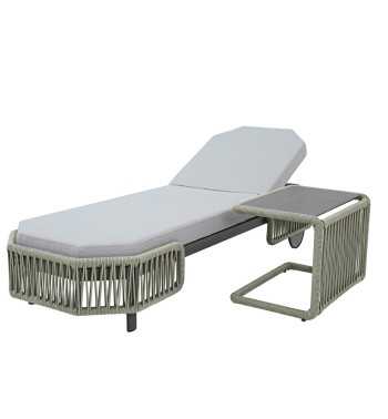 Set Lettino Prendisole e Tavolino in Alluminio da Giardino - Derby