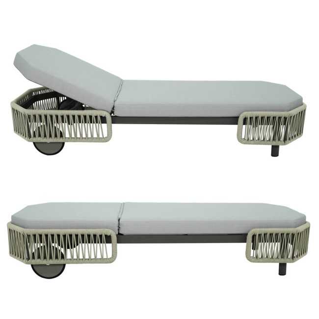 Set Lettino Prendisole e Tavolino in Alluminio da Giardino - Derby