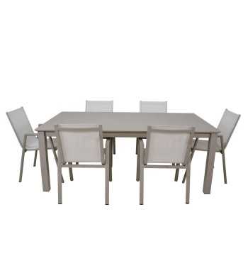 Set Tavolo Allungabile e Sedie da Giardino in Alluminio, 6/8 Persone - Glasgow